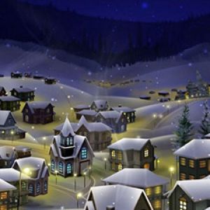 Pueblo Invernal de Noche