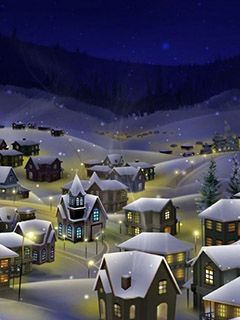 Pueblo Invernal de Noche