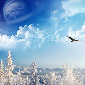 Paisaje Invernal con Planeta
