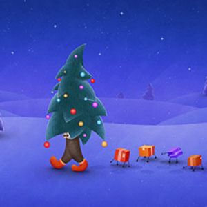 Ilustración Juguetona de un Árbol de Navidad