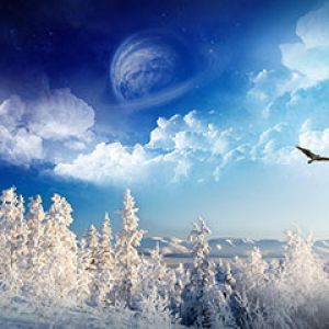 Paisaje Invernal con Planeta