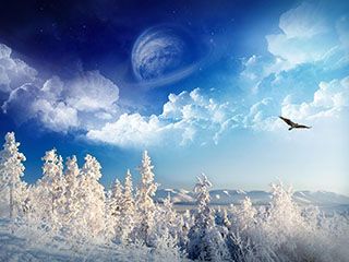Paisaje Invernal con Planeta