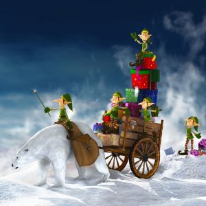 Duendes de Navidad y Oso Polar