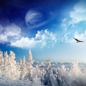 Paisaje Invernal con Planeta