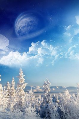 Paisaje Invernal con Planeta