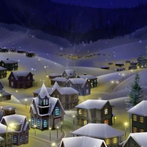 Escena Nocturna de Pueblo Invernal
