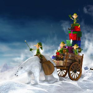 Duendes Navideños con Oso Polar