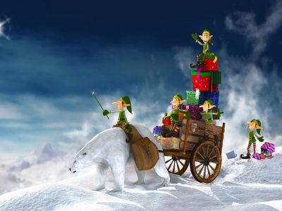 Duendes Navideños con Oso Polar