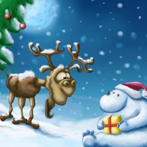Reno y oso polar navideños adorables