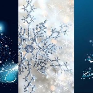 Elegantes Copos de Nieve y Árbol de Navidad