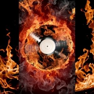 Disco de Vinilo en Llamas