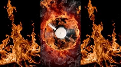 Disco de Vinilo en Llamas