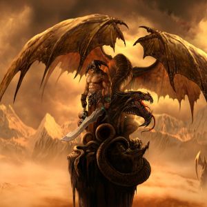 Guerrero Fantástico Épico con Dragón