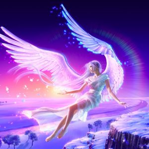 Ángel con Alas en un Paisaje Fantástico