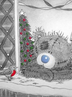 Oso de Navidad Bonito y Pájaro