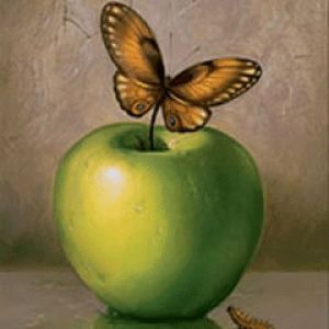 Mariposa en Manzana Verde