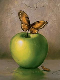 Mariposa en Manzana Verde