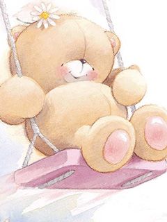 Teddy Bear en el Columpio