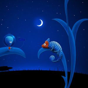 Arte Fantástico de Camaleón y Extraterrestre