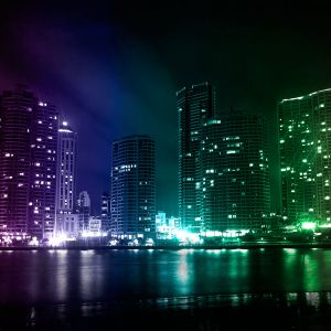 Horizonte de la Ciudad de Noche