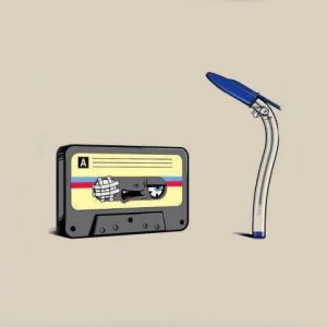 Cinta de Casete Retro y Bolígrafo