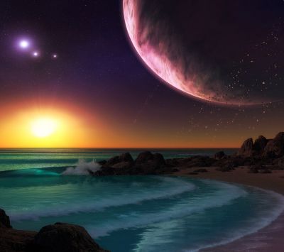 Impresionante Atardecer con Planeta