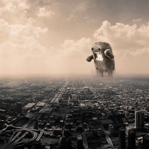 Monstruo Gigante sobre la Ciudad