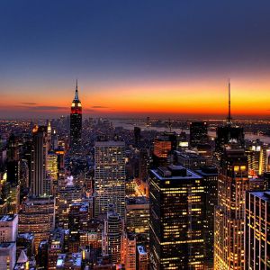 Horizonte de Nueva York al Atardecer