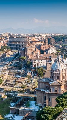 Paisaje urbano de Roma con el Coliseo
