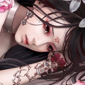 Chica Gótica con Flores