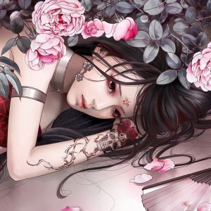 Hermosa Chica de Fantasía con Flores