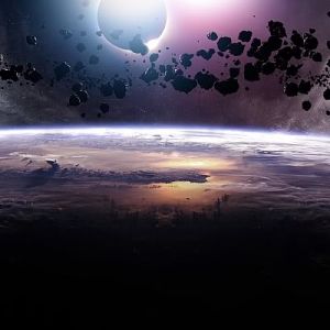 Campo de Asteroides en el Espacio