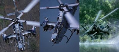 Imágenes de acción del helicóptero Apache
