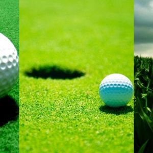 Bola de Golf en Césped Verde