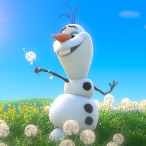 Olaf en un Campo de Flores