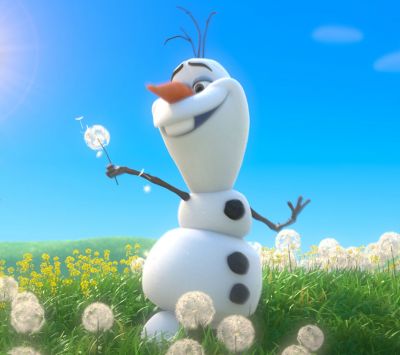 Olaf en un Campo de Flores