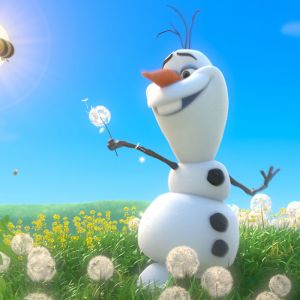 Olaf de Frozen en un Campo Soleado