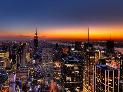 Horizonte de Nueva York al Atardecer