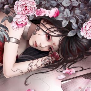 Chica hermosa con rosas