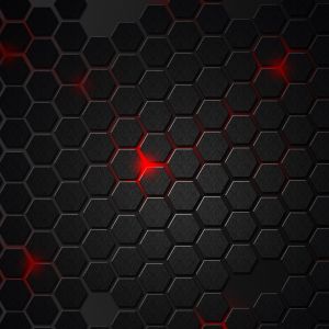 Patrón Hexagonal con Acentos Rojos