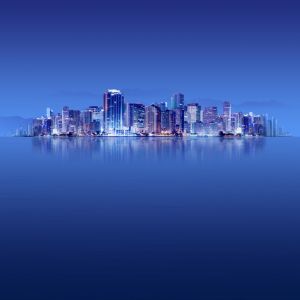 Horizonte de la ciudad de noche