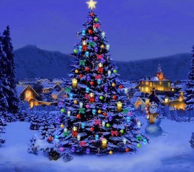 Hermoso Árbol de Navidad de Noche