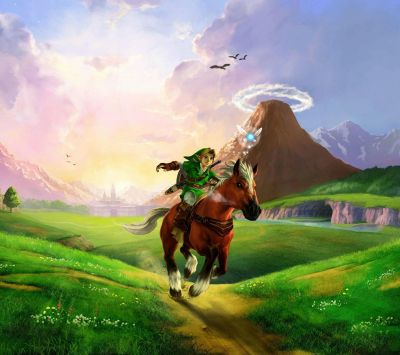 Link Montando a Epona en Hyrule