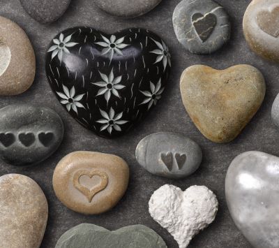 Piedras en forma de corazón