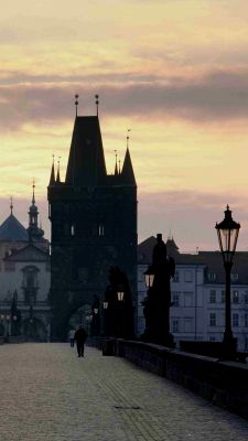 Puente Carlos de Praga al Atardecer