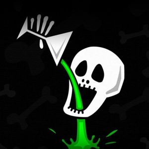 Calavera con líquido verde