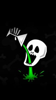 Calavera con líquido verde