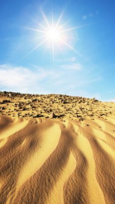 Paisaje desértico con sol
