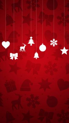 Adornos Navideños en Fondo Rojo