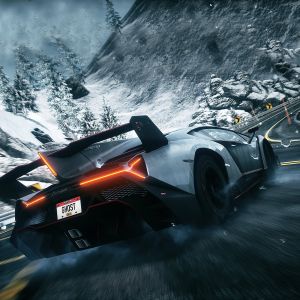 Lamborghini en carretera nevada